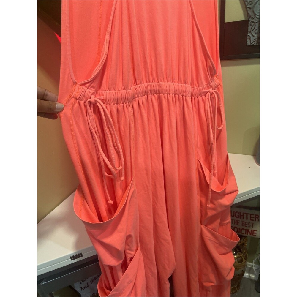 RARE!!! Free People FP Movement Utility Cargo Pocket Oversized Jumpsuit Coral XL - Picture 9 of 11
